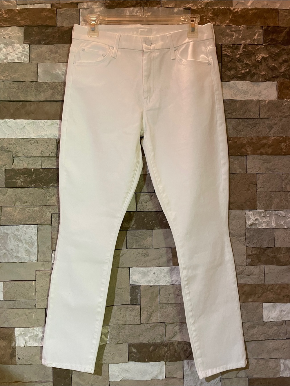 MOTHER The Looker Crop Glass Slipper White Jeans Sz 29”